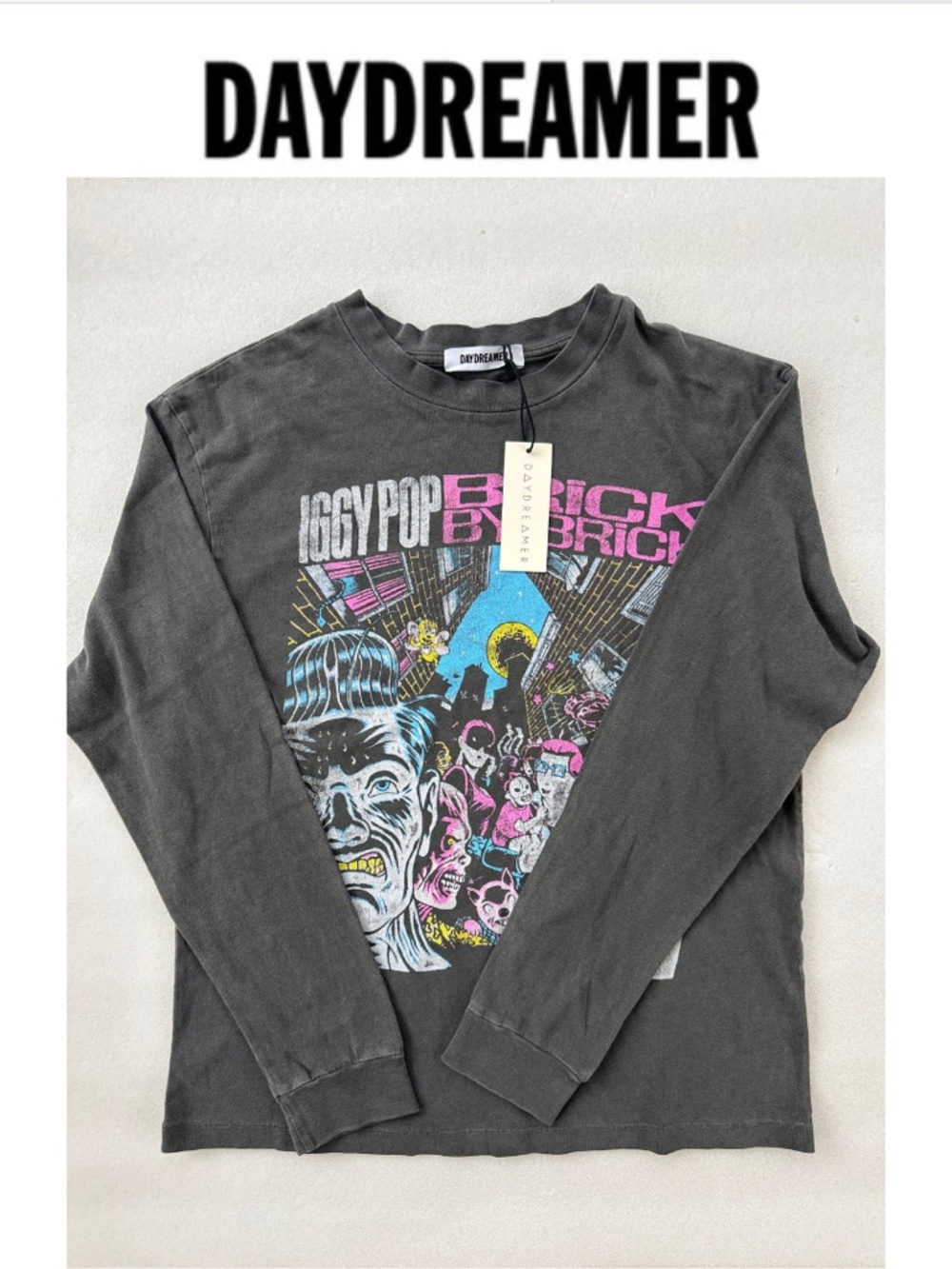 Daydreamer Black Iggy Pop Brick by Brick Long Sleeve Merch Tee